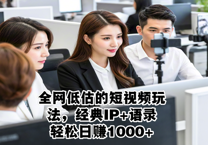 全网低估的短视频玩法，经典IP+语录，轻松日赚1000+-参一网创