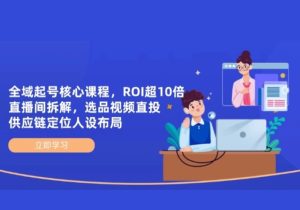 全域起号核心课程，ROI超10倍直播间拆解，选品直投，供应链定位人设布局-参一网创