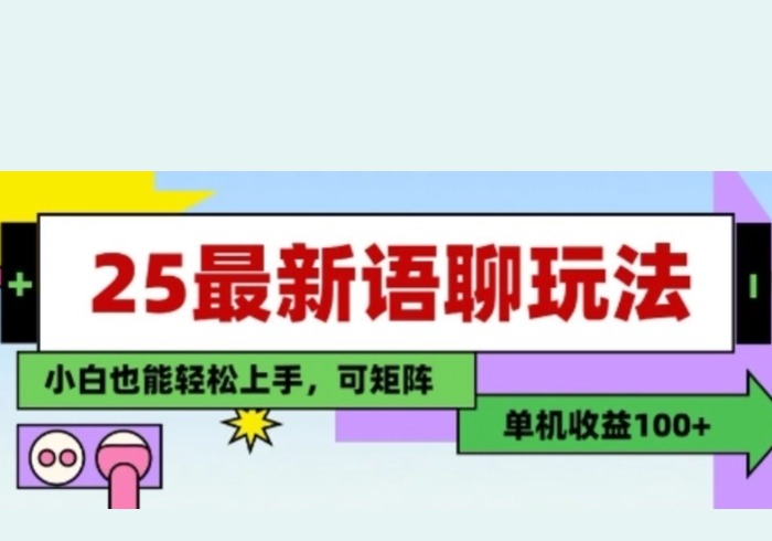 25年最新语聊玩法，纯手工，单机收益100+，小白也能轻松上手，可矩阵操作-参一网创