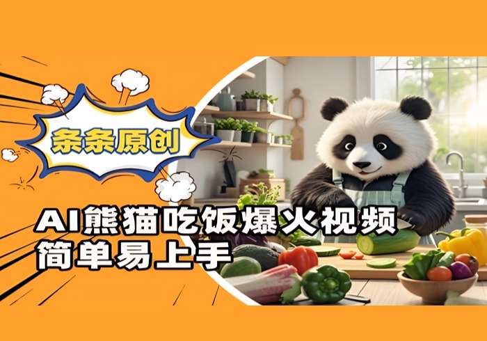 Ai熊猫吃饭爆火视频，条条原创，简单易上手-参一网创