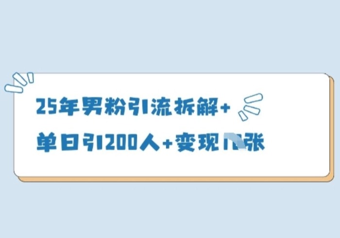 25年男粉引流拆解+单日引200人+变现多张-参一网创
