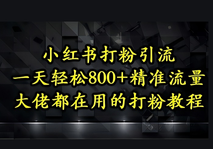 小红书打粉引流，一天轻松500+精准流量，大佬都在用的打粉教程-参一网创