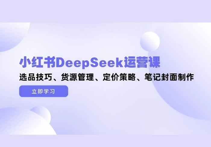 小红书DeepSeek运营课，选品技巧、货源管理、定价策略、笔记封面制作-参一网创