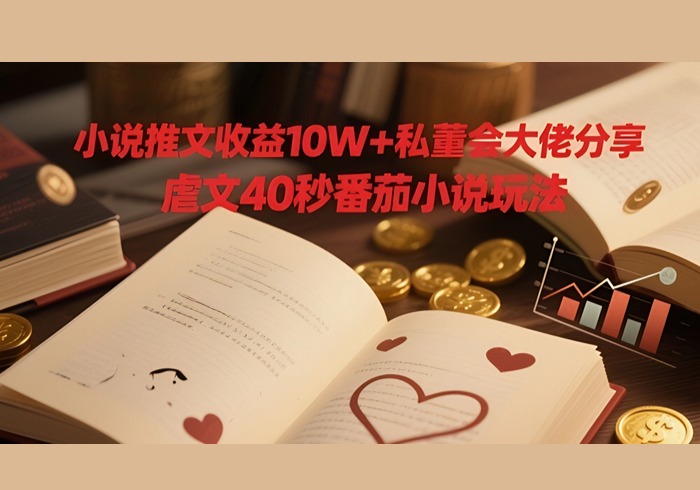 小说推文收益10W+私董会大佬分享，虐文40秒番茄小说玩法-参一网创
