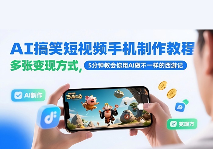 AI搞笑短视频手机制作教程，多张变现方式，5分钟教会你用AI做不一样的西游记-参一网创