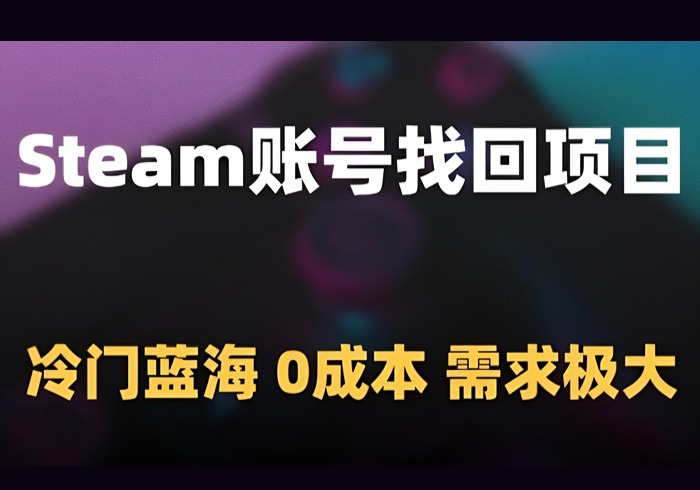 Steam账号找回项目，冷门蓝海，0成本，需求极大-参一网创