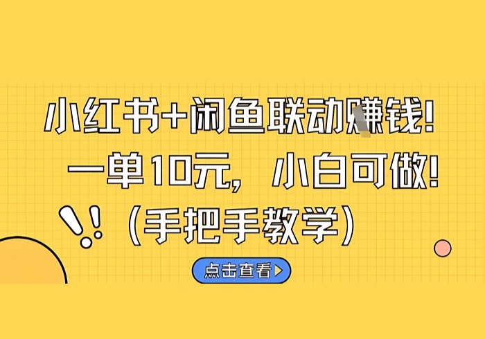 小红书+闲鱼联动挣钱，一单10元，小白可做-参一网创