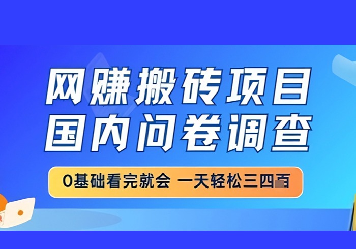 网创搬砖项目，国内问卷调查，小白轻松上手，一天三四张的也不难，干就完了【揭秘】-参一网创