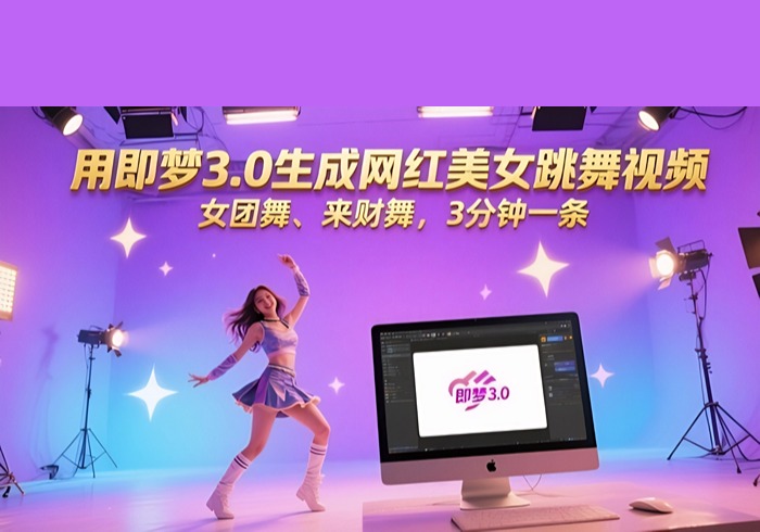用即梦3.0生成网红美女跳舞视频，女团舞、来财舞，3分钟一条-参一网创