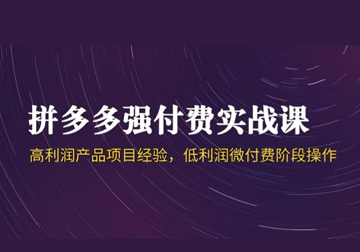 拼多多强付费实战课-44期，高利润产品项目经验，低利润微付费阶段操作-参一网创