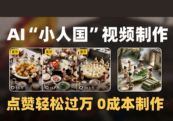 爆款1000W+播放微缩景观迷你小人国AI视频0成本制作全流程教学-参一网创
