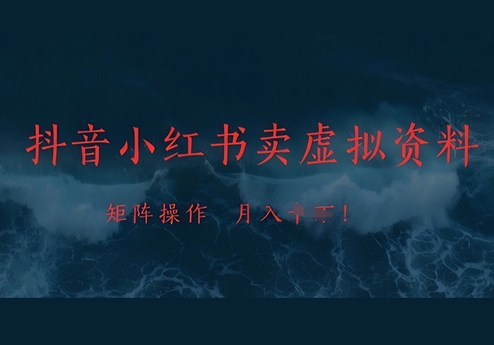 抖音小红书卖虚拟资料，市场需求一直存在，矩阵操作，月入1w+-参一网创
