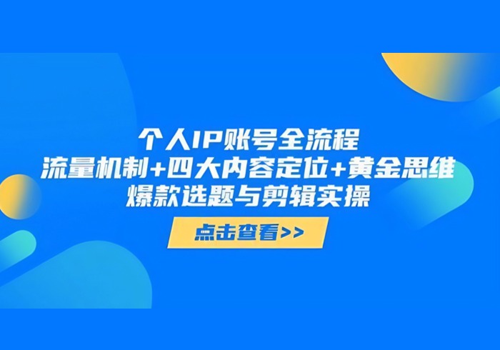 个人IP账号全流程：流量机制+四大内容定位+黄金思维, 爆款选题与剪辑实操-参一网创