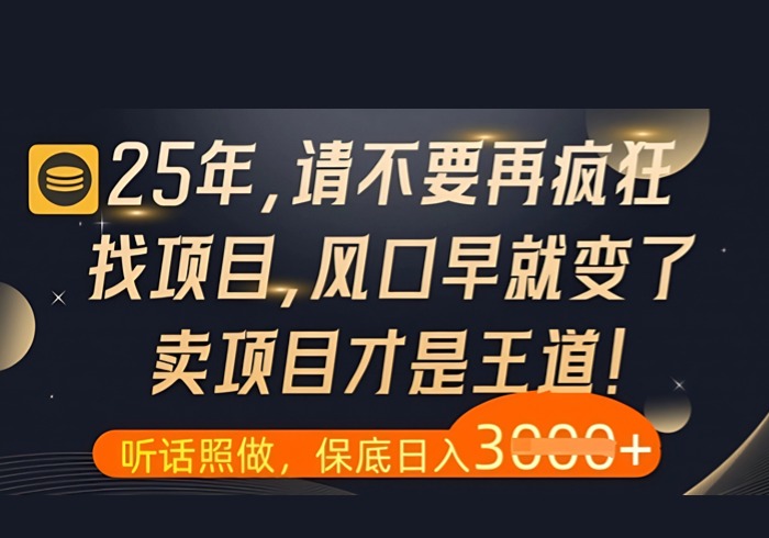什么？25年你还在疯狂找项目做，醒醒吧，看完这些你全都懂了【揭秘】-参一网创