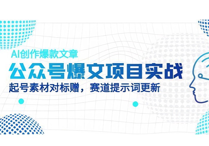 公众号爆文项目实战，AI创作爆款文章，起号素材对标赠(附赛道AI提示词-参一网创