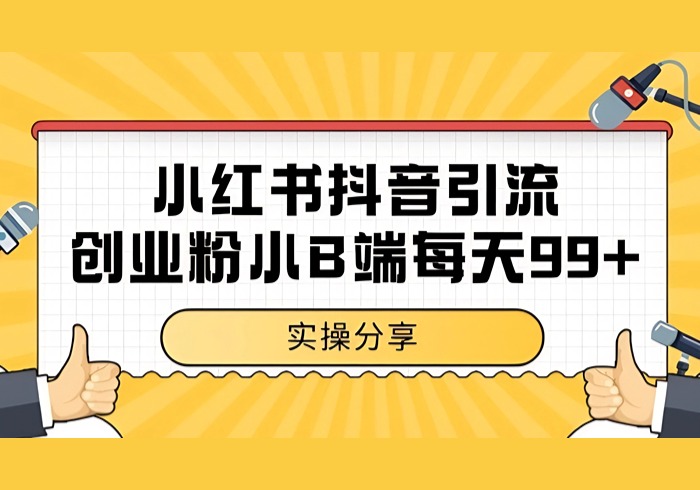 小红书抖音创业粉，小B端粉自热 日引99+的一个玩法【揭秘】-参一网创