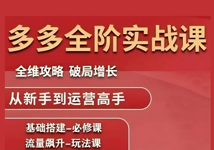 拼多多全阶实战课程，全维攻略，破局增长，从新手到运营高手-参一网创